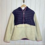 Ivory Ella  Purple Ivory Sherpa hooded pullover L Purple and Cream 741 Photo 13