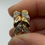 Diamond Huggie Hoop Earrings Twist Gold Over Sterling Silver Photo 2