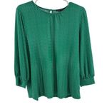 Adrianna Papell  Green Polka Dot Blouse M lightweight professional office casual Photo 0