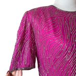 Laurence Kazar Vintage Y2K  Silk Beaded Blouse Top Size M Fuchsia Evening Fairy Photo 1