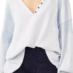 Free People  Callisto Henley Baby Blue Waffle Knit Oversized Women’s size XS Photo 0