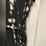 INC Size L Black White Mandala Wide Leg Cropped Jumpsuit Gold Ring Detail Belted Photo 2