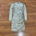 Alice + Olivia Hilary Ruched Metallic gold Bodycon Mini Dress size 4 Photo 11