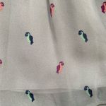 BCBGeneration Skirt Grey Box Pleated Moonstone Combo Parrot Animal Print Flowy Photo 7