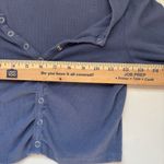 Y2K PAC Sun Blue Ribbed Snap Button Long Sleeve Crop Top Henley Shirt Sz Small Photo 4