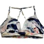Athleta  Vivid Prism Bikini Top Racerback Built In Bra Hawaiian Cut White Blue XS Photo 1