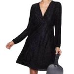 A New Day Velvet Dot V Neck Black Dress Small Photo 1