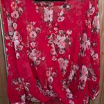 Kut From The Kloth Beautiful  Red Floral Blouse Size Large Photo 2