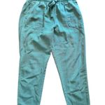 ZARA Elastic Waist Pull on Raw Frayed Hem Jogger Pants Green Large Photo 2