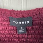 Torrid NEW Babydoll Lace Smocked Cold Shoulder Top Size 1X Wine Dark Romantic Photo 7