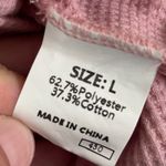 Waffle Knit Top Raw Edge Pocket Long Sleeve Pullover Comfy Casual Pink L Size L Photo 5