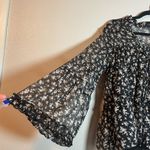 English Factory Women Size Medium Black Floral Flowy Blouse Top Long Sleeve Photo 3