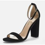 Dream Paris  Black Faux Suede Block Heel Pumps Open Toe Ankle Strap Size 8.5 Photo 1