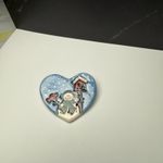 Snowman & Cardinal Bird In Heart Ceramic Brooch Pin Handcrafted Hand Made Photo 10