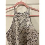 Adiva Floral Lace Keyhole Romantic Halter Top, M Blue Size M Photo 1
