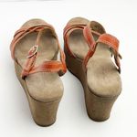 American Eagle  Outfitters Orange Leather Adjustable Ankle Strap Wedge Sandals 9 Photo 6