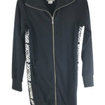 ASICS  Tiger Womens Long Full Zip Jersey Sweater Dress Pockets Black XS Photo 0