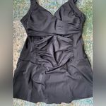 One Piece Soma black shirred  swim dress, size small medium Photo 7