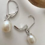 925 AAA Quality Genuine Freshwater Cultured Pearl Drop Dangle Earrings White Silver Photo 0
