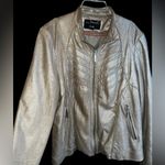 Bernardo 100% Leather Jacket Gold Metallic Shimmer, Moto, Women’s Med/Large Photo 1