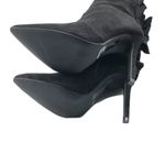 JustFab Norelle Boots Knee High Faux Suede Ruffle Stiletto Pointed Toe Black 5.5 Photo 4