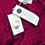 MISSMAY | Dark Red Floral Lace Boatneck Swing Dress box Pleated Stretch | Size L Size L Photo 5