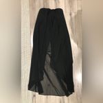 Bebe  Long Strapless Maxi Dress Black Small Pleated Open Leg Slit Photo 3