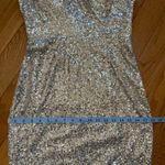 Eliza J . One-Shoulder with cutouts Maxi Sequins Gown Dress Prom Champagne Sz 8 Photo 12