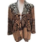 Robert Louis Tan & Black Animal Print Open Front 3/4 Sleeves Cardigan Size PL Photo 0