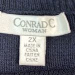 Conrad C 2X Preppy Knit Ribbed Trim Darkest Navy White Tank Top Blue Photo 6