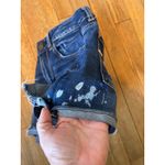 American Eagle  Denim Shorts Distressed Rips Cuffed Hem Dark Wash‎ size 2 Photo 2