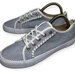 Jack Rogers  Women’s 7.5 Blue White Pinstripe Seersucker Carter Trainers Sneakers Photo 0