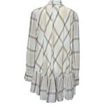 Free People Womens Peppy Plaid M Tunic Shirt White Brown Button Up Back Ruffle Photo 2
