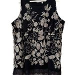 LOGO By Lori Goldstein LOGO LAVISH by Lori Goldstein embroidered tank with eyelash lace trim Photo 0