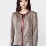 DKNY NWT Tweed Mauve Pink Satin Trim Blazer Jacket Large Photo 1