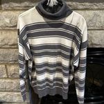 Liz Sport  gray white striped turtleneck sweater size medium Photo 0