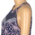 Skies Are Blue  navy and pink abstract floral tank top w/lace detail. Small. EUC Photo 5