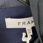 frame denim Frame NWTS Felicity Silk Navy Blue Long Sleeve Button Sleeve Blouse size large Photo 9