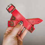 Red Leather Vintage Brass Detail Belt Photo 0