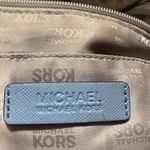 Michael Kors Bedford Satchel Handbag Blue Leather Trim MK Logo Canvas Photo 7