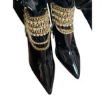 Jeffrey Campbell Knee High Vegan Patent Leather Chain Stiletto Heel Boots 7.5 Photo 9