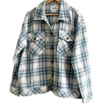 Boston Traders  Women’s Plaid Shacket Button Front Size Medium Blue White Pockets Photo 0