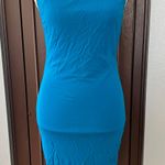 Bebe Blue Sheer Yoke Sleeveless Bodycon Midi Dress Photo 0