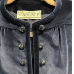 Vintage Blue Velvet Boho Chic Streetwear Fitted Edwardian Puff Sleeve Large Photo 8