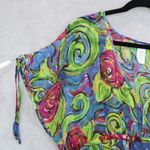 Boho Floral Swirl Sheer Festival Beach VTG Colorful Tunic Cover Up Dress L Large Green Photo 4