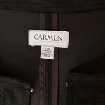 Carmen Marc Valvo Black Faux Suede Utility Jacket Large Photo 2