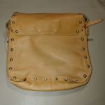 Maurizio Taiuti Genuine Leather Crossbody Saddle Bag Brass Rivets Made In Italy Tan Photo 3