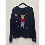 Christopher & Banks Vintage  Sweater Patriotic Bear Flag & Stars Medium Hong Kong Photo 1