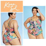 Kona Sol  Tropical One Piece Corset Back Swimsuit size XL Photo 5