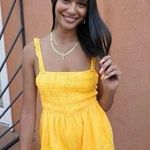 Urban Outfitters  Tie Back Romper Yellow White Embroidered Polkadot Medium Photo 3